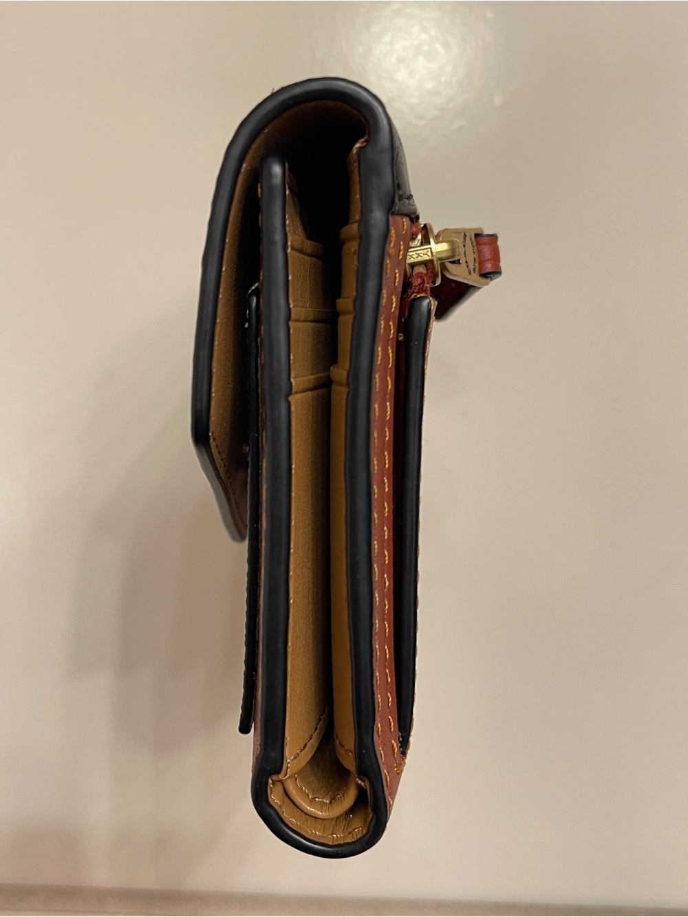 Coach Small Trifold Wallet in Black, Tan and Brown - Picture 12 of 13